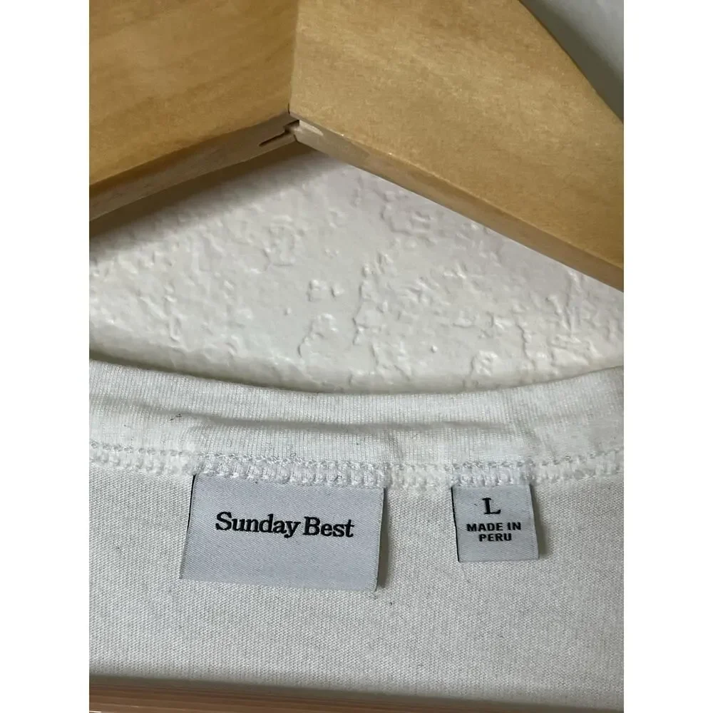 Aritzia Sunday Best White Coffee Icon Cropped Tee Size Large - Picture 4 of 5